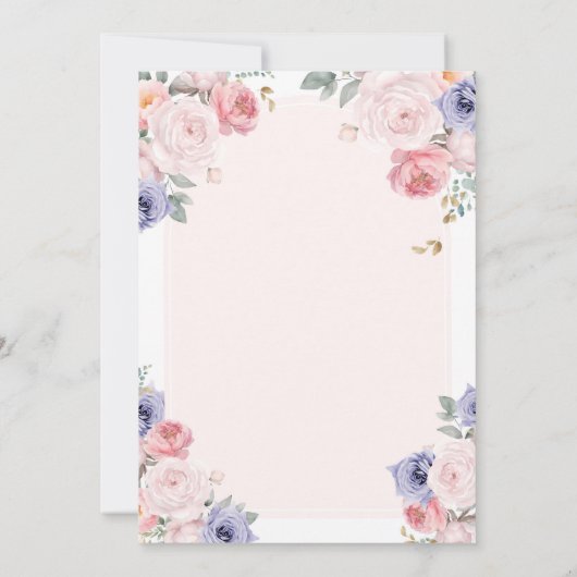 Paarse & Roze TWIN Meisje 1e Heilige Communie Bloe Kaart (Achterkant)