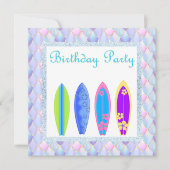 Paarse roze unicorn merma Surfboard uitnodiging ni (Voorkant)