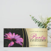 Paarse roze ventilator en feestelijke uitnodiginge kaart (Staand voorkant)