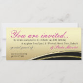 Paarse roze ventilator en feestelijke uitnodiginge kaart (Achterkant)