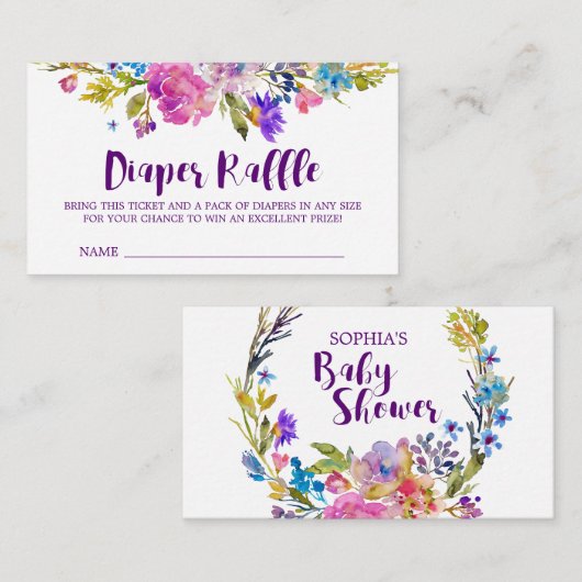 Paarse roze ventilator Raffle Inschrijving Informatiekaartje (Voorkant / Achterkant)