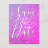 Paarse Roze Verjaardag Sparkle Glitter Save the Da Aankondigingskaart (Voorkant)