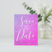 Paarse Roze Verjaardag Sparkle Glitter Save the Da Aankondigingskaart (Staand voorkant)
