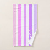 Paarse & Roze Verticale Strepen Monogram Bad Handdoek (Handdoek)