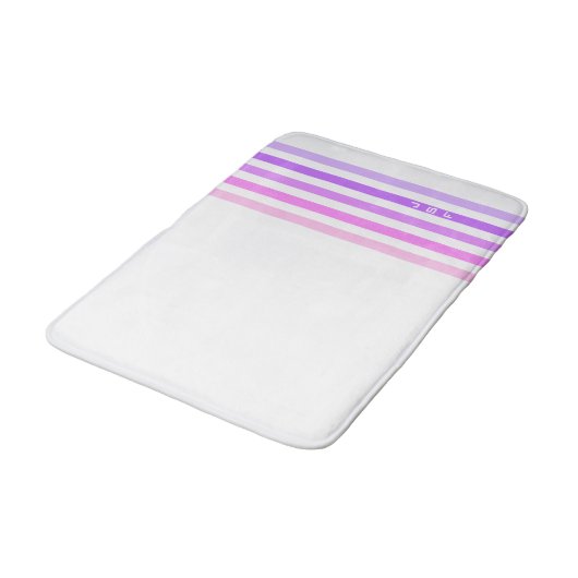 Paarse & Roze Verticale Strepen Monogram Badmat (Gekanteld)
