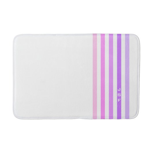 Paarse & Roze Verticale Strepen Monogram Badmat (Voorkant)