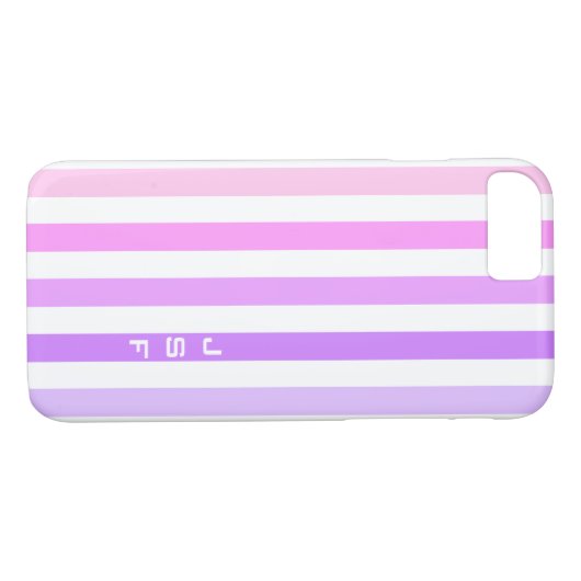 Paarse & Roze Verticale Strepen Monogram Case-Mate iPhone Case (Achterkant (Horizontaal))