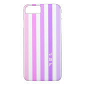 Paarse & Roze Verticale Strepen Monogram Case-Mate iPhone Case (Achterkant)