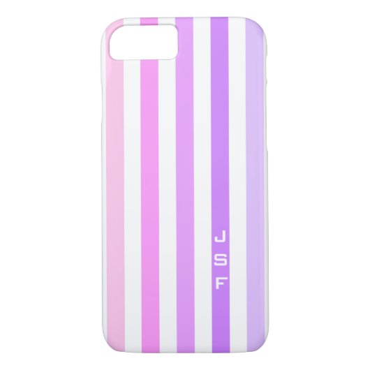 Paarse & Roze Verticale Strepen Monogram Case-Mate iPhone Case (Achterkant)