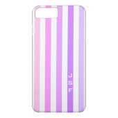 Paarse & Roze Verticale Strepen Monogram Case-Mate iPhone Case (Achterkant)
