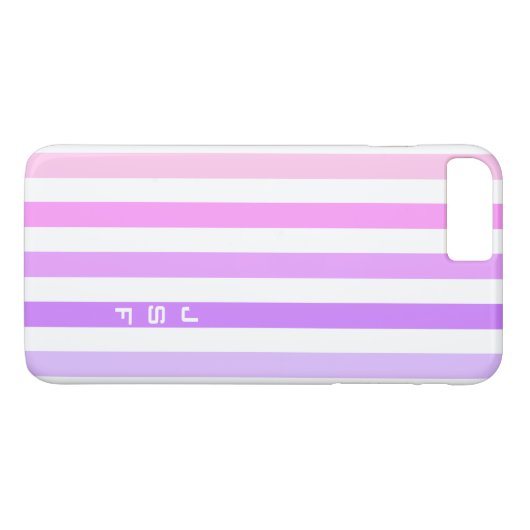 Paarse & Roze Verticale Strepen Monogram Case-Mate iPhone Case (Achterkant (Horizontaal))