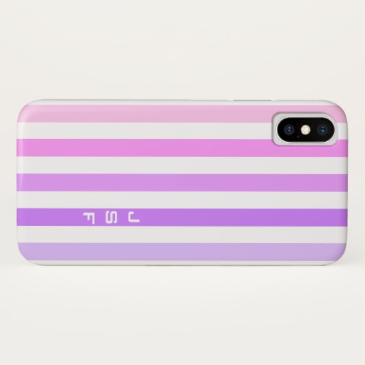 Paarse & Roze Verticale Strepen Monogram Case-Mate iPhone Case (Achterkant (horizontaal))