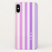 Paarse & Roze Verticale Strepen Monogram Case-Mate iPhone Case (Achterkant)