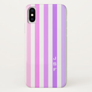 Paarse & Roze Verticale Strepen Monogram Case-Mate iPhone Case