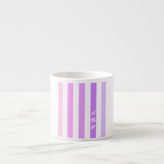 Paarse & Roze Verticale Strepen Monogram Espresso Kop (Voorkant)