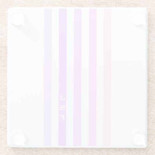 Paarse & Roze Verticale Strepen Monogram Glazen Onderzetter (Achterkant)