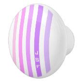 Paarse & Roze Verticale Strepen Monogram Keramische Knop (Rechts)