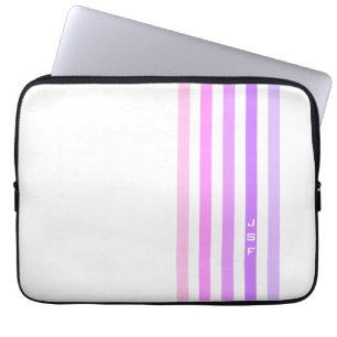 Paarse & Roze Verticale Strepen Monogram Laptop Sleeve
