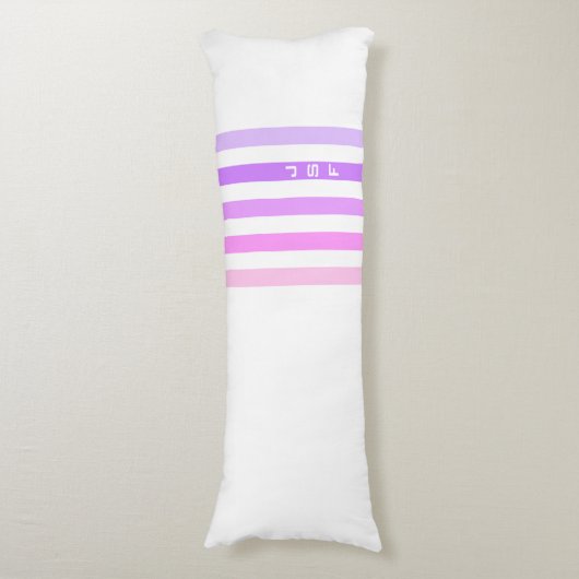 Paarse & Roze Verticale Strepen Monogram Lichaamskussen (Voorkant Verticaal)