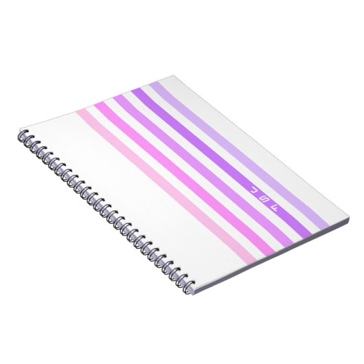 Paarse & Roze Verticale Strepen Monogram Notitieboek (Rechterzijde)