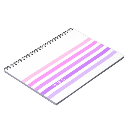 Paarse & Roze Verticale Strepen Monogram Notitieboek (Linkerzijde)