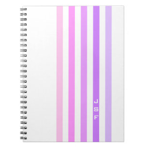 Paarse & Roze Verticale Strepen Monogram Notitieboek