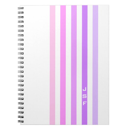 Paarse & Roze Verticale Strepen Monogram Notitieboek (Voorkant)