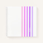 Paarse & Roze Verticale Strepen Monogram Notitieboek (Voorkant)