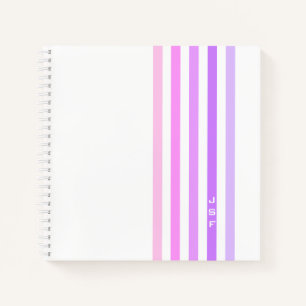 Paarse & Roze Verticale Strepen Monogram Notitieboek