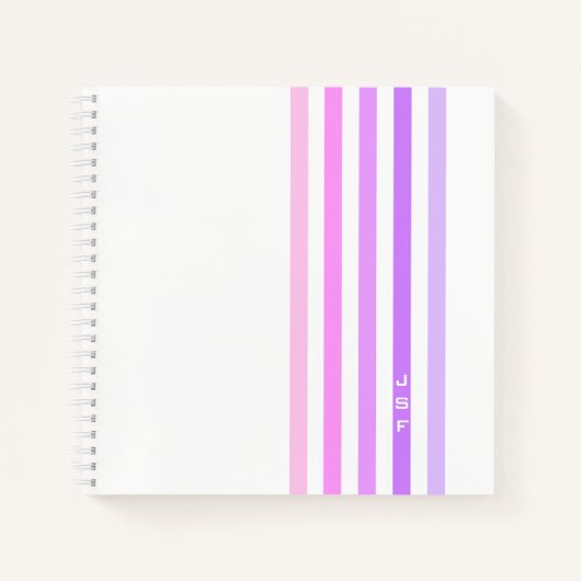 Paarse & Roze Verticale Strepen Monogram Notitieboek (Voorkant)
