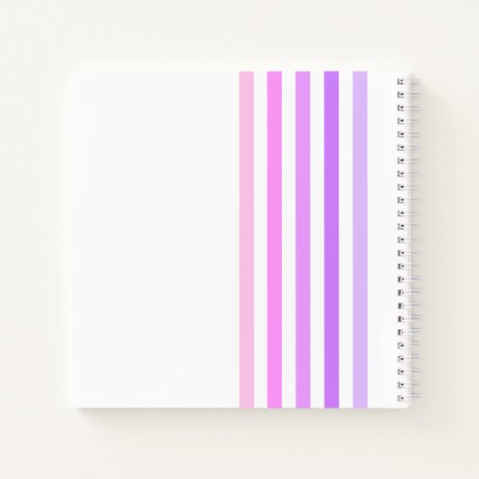 Paarse & Roze Verticale Strepen Monogram Notitieboek (Achterkant)
