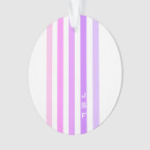 Paarse & Roze Verticale Strepen Monogram Ornament (voorkant)