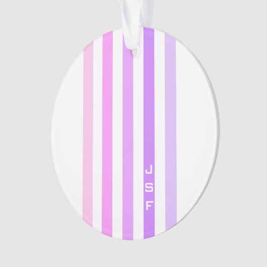 Paarse & Roze Verticale Strepen Monogram Ornament (voorkant)