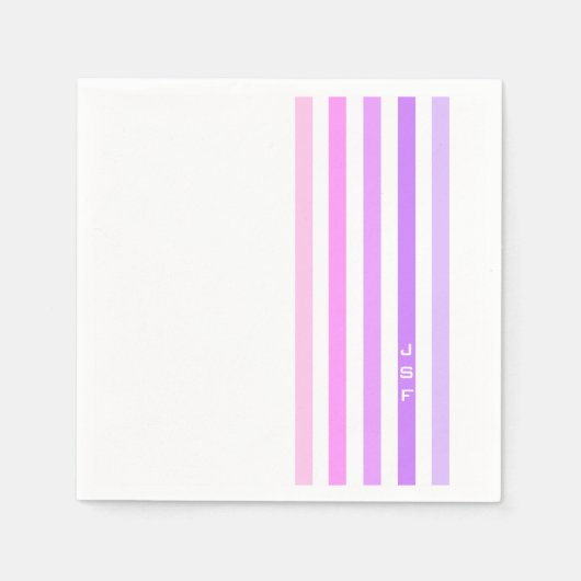 Paarse & Roze Verticale Strepen Monogram Servet (Voorkant)