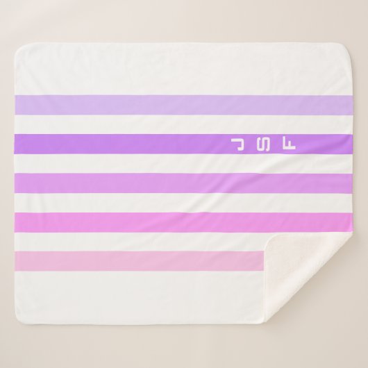 Paarse & Roze Verticale Strepen Monogram Sherpa Deken (Voorkant (horizontaal))