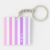Paarse & Roze Verticale Strepen Monogram Sleutelhanger (Achterkant)
