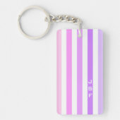 Paarse & Roze Verticale Strepen Monogram Sleutelhanger (Voorkant)