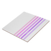 Paarse & Roze Verticale Strepen Monogram Tegeltje (Zijkant)