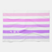 Paarse & Roze Verticale Strepen Monogram Theedoek (Horizontaal)
