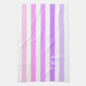 Paarse & Roze Verticale Strepen Monogram Theedoek (Verticaal)