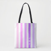 Paarse & Roze Verticale Strepen Monogram Tote Bag (Voorkant)