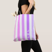 Paarse & Roze Verticale Strepen Monogram Tote Bag (Dichtbij)