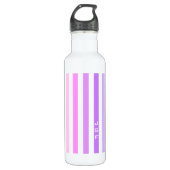 Paarse & Roze Verticale Strepen Monogram Waterfles (Voorkant)