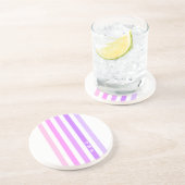 Paarse & Roze Verticale Strepen Monogram Zandsteen Onderzetter (Zijkant)