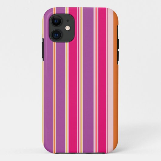 Paarse roze verticale strepenpatroon Case-Mate iPhone case (Achterkant)