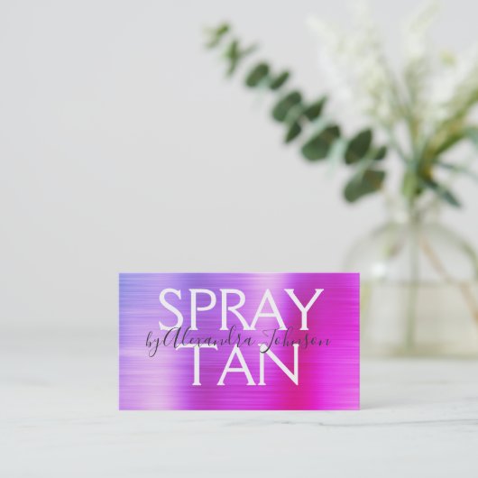 Paarse roze verzegelde metaal verstuiver visitekaartje (Staand voorkant)