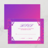 Paarse roze vlakte rond Mitzvah RSVP (Voorkant / Achterkant)