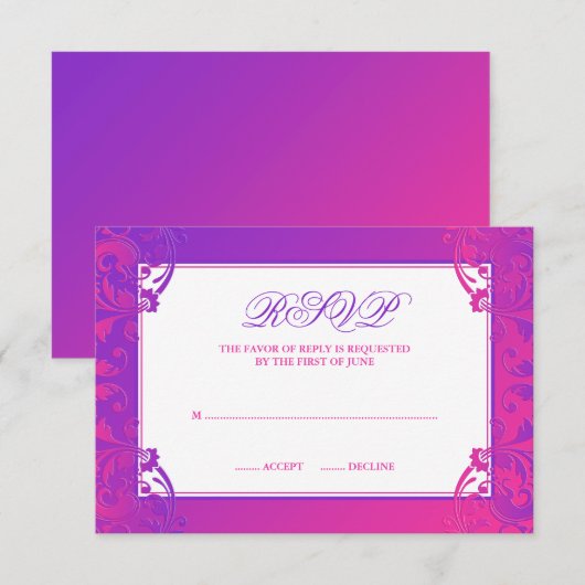 Paarse roze vlakte rond Mitzvah RSVP (Voorkant / Achterkant)