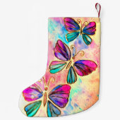 Paarse Roze Vliegende Vlinders Kerstmis Kous Kleine Kerstsok (Achterkant)