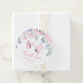 Paarse roze vlinder Baby shower Bedankjes Labels (In situ)